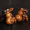 Doce Signos del Zodiaco Calabaza de Madera de Durazno con Llavero de Barra de Oro Hebilla de Cinturón de Cuero Colgante de la Suerte Zodiacal Regalo de Negocios