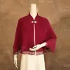 Chal Capa para Mujer Doble Cara de Terciopelo de Imitación de Visón Otoño e Invierno Cálido Cuello Alto Borla Cárdigan Corto Abrigo Estilo Chino Talla Extra