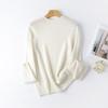 100. Cachemira Sin Costuras de Una Pieza Cuello Redondo Camiseta Básica de Cachemira para Mujer Otoño e Invierno Tejido de Punto Simple Cálido de Manga Larga