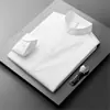 Nueva Camisa Blanca de Manga Larga Antiarrugas para Hombre Estilo Otoño, Camisa Casual de Gama Alta Estilo Chino con Cuello Mao Pequeño, Top Elástico