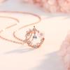Collar de plata de ley 925 con brocado de flores para mujer, diseño de nicho, cadena de circonitas de lujo con colgante de flor de durazno.