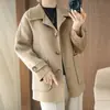 Nuevo Abrigo de Doble Cara 100% Lana Pura para Mujer Otoño/Invierno 2026, Longitud Media, Corte Holgado, Chaqueta Estilo Coreano Adelgazante para Tallas Pequeñas