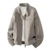 Jaqueta Masculina Versátil de Couro PU Enbu, Estilo Primavera e Outono, Jaqueta Casual Retrô Americana Tendência, Elegante Casaco Biker para Homens