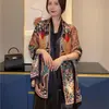 Nuevo chal satinado de brocado imitación seda para exteriores, protector solar, toalla de playa, bufanda impresa para aire acondicionado, venta al por mayor para mujeres