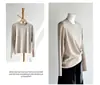 [Camiseta Longa de Modal] 26 Outono Nova Camiseta Feminina de Modal Tencel Algodão Corte Solto Camada Base Manga Longa Top