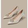 Zapatos de Boda Ankela Red de Dos Maneras 2025 Nuevos Zapatos de Boda de Punta Fina Estilo Francés Zapatos de Salón para Vestido de Novia Tacones Altos Elegantes con Pedrería para Mujer