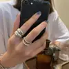 Anillo Minimalista Redondo de Perlas Japonés y Coreano para Mujer, Estilo Europeo y Americano, Geométrico, Estilo Fresco, Ajustable, Anillo de Dedo Índice Transfronterizo de Moda