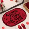 Alfombra de Baño de Tierra de Diatomeas Roja de Año Nuevo del Caballo, Absorbente de Agua, Secado Rápido, Antideslizante, Alfombrilla Ovalada Festiva para Baño del Hogar