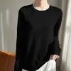 Primavera Verão 2026 Feminino Gola Redonda Solto Curto Cor Lisa Fino Manga Longa Malha Camada Base Transfronteiriço