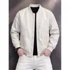 Chamarra de vuelo corta de manga corta con cuello alto negro para hombre, estilo bomber de primavera y otoño, chaqueta de béisbol con hombros normales, cortavientos a prueba de tres