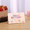 Bonita tarjeta de cumpleaños plegable de dibujos animados, regalo de cumpleaños para niños, flores, pastel, tarjeta de mensaje para habitación, tarjeta de bendición de cumpleaños