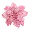 Flor de Pascua de plástico hueca de doble capa, accesorio artificial para decoración de árbol de Navidad y arreglo de ambiente, al por mayor