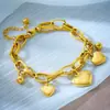 Pulsera de acero de titanio chapada en oro, moda simple estilo coreano, colgante de amor personalizado, pulsera multicapa, venta al por mayor de fábrica