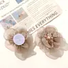 Compacto y elegante original flor de cristal de doble capa centro flor de organza DIY ropa tocado broche accesorio