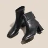 Botas de tacón grueso y punta cuadrada para mujer, nueva colección otoño/invierno 2026, botas ajustadas con cremallera trasera, botines de moda, casuales y versátiles, botas Martin