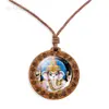 Collar de Dios Cabeza de Elefante Indio Colgante de Madera Vintage Joyería Ajustable Otoño e Invierno Collar Ganesha