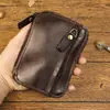 Nuevo estuche para llaves de cuero de capa superior, vintage con cremallera, gran capacidad, multifuncional, cuero curtido vegetal, cepillado a mano, envejecido