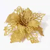 Pó dourado de Natal transfronteiriço rede semi-aérea flor de Natal tridimensional 12cm simulação Guirlanda de decoração de Natal Acessórios para árvore de Natal