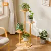 Estante para flores de madera maciza, estante de almacenamiento para balcón, de pie en el suelo con ruedas, estante de pie para sala de estar, estante para macetas de gran capacidad