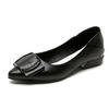 Sapatos de Salto Médio com Fivela Quadrada Pontiaguda Moda Primavera Sapatos Casuais Slip-on para o Dia a Dia Sapatos de Salto Chic Rasos para Mulheres