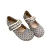 Zapatos Mary Jane de lunares estilo francés para mujer, nueva colección otoño 2026, con diseño de encaje calado, adornos de perlas y cierre de velcro, adecuados para usar como zapatos exteriores