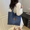 Bolso Tote de Clase de Gran Capacidad para Trabajo, Viajero, Bolso Grande 2025 Primavera Nuevo Denim Casual Bolso de Hombro para Mujeres