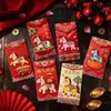 2026 Año del Caballo Sobres Rojos Bordados de Felpa de Imitación Planos, Sobres Creativos de Saludo de Año Nuevo para el Festival de Primavera
