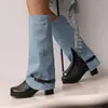 Botas de media pantorrilla para mujer Talla 50 para Otoño e Invierno, Botas de Moda, Botas de Mujer Talla Grande, Tacón Medio, Estilo Europeo y Americano, Punta Redonda, Tacón Cuadrado