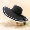 Sombrero de Paja Tejida con Lazo Sombrero de Pescador de Playa para Mujer Estilo Coreano Moderno Cubre Rostro Sombrero para el Sol de Ala Ancha Sombrero Parasol