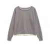 Ins Roupas femininas estilo coreano europeu atacado 2062 Outono novo solto dupla camada simples manga longa gola redonda 0506130
