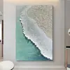 Pintura al Óleo Pintada a Mano Paisaje Marino al Amanecer Pintura con Textura Estéreo Decoración para Sofá de Sala de Estar Pintura para Pasillo de Entrada Colgante
