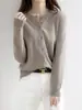 Venta al por mayor transfronteriza de nuevos cárdigans de punto para mujer de cuello redondo para primavera, otoño e invierno, suéteres de punto, ropa de mujer de manga larga, versátil y adelgazante