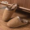 Zapatillas de algodón a cuadros retro Qidan para mujer, zapatillas de algodón cálidas y peludas antideslizantes para el hogar de otoño e invierno para hombre
