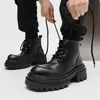Botas de Cano Curto Casuais Tendência Outono Aumentado Versátil Botas Masculinas para Trabalho Botas Chelsea Masculinas Botas Estilo Britânico de Solado Grosso Botas Martin
