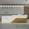 Balcão de Caixa Registradora Famoso na Internet em Pedra de Quartzo, Mesa de Escritório Simples e Moderna para Loja, Balcão Frontal de Loja de Conveniência, Balcão de Recepção em Pedra de Quartzo