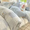 Juego de Ropa de Cama Gruesa de Vellón de Leche de Invierno de Cuatro Piezas Funda de Edredón Cálida de Coral de Doble Cara Juego de Tres Piezas de Sábana y Funda de Edredón para Dormitorio
