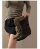 Botas de plataforma con cordones estilo retro para mujer, otoño 2026, de tacón plano, adelgazantes, a la moda, botas de moda versátiles