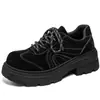 Zapatos Derby de Cuña Gruesa Estilo Retro de Caña Alta para Hombre, Nuevos para Otoño/Invierno, Estilo Británico, Moda Tendencia, para Viajar, Casual, Zapatos de Piel