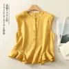 Blusa Regata Casual Chic Estilosa Jovem com Barra de Babados para Primavera e Verão do Sudeste Asiático