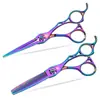 Set de Tijeras de Peluquería Profesionales de Gama Alta, Colorido y Elegante, Incluye Tijeras Rectas, Tijeras Entresacadoras y Tijeras de Corte
