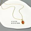 Nuevo Collar de Granate Estilo Chino para Mujer, Colgante de Gema Naranja, Joyería de Cadena de Clavícula en Capas, Estilo Nacional de Cristal, Chapado en Oro de 18K