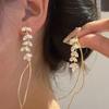 Pendientes de plata S925 con forma de aguja, estilo coreano, de alta calidad, ligeros, de lujo y con estilo, con forma de oreja de trigo y circonita, con borlas y un elegante diseño de nicho.