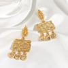 Pendientes de Declaración Niche de Latón Vintage Electrochapado con Oro Real, Aguja de Plata 925, Elegantes y Lujosos con Circonita, Qingdao