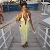 Comercio Exterior Europeo y Americano Ropa de Mujer 2026 Verano Nuevo Estilo Cuello Halter Corbata Profundo Cuello en V Sexy Fruncido Espalda Descubierta Caída Vestido