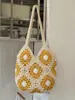 Bolsa de Ombro Tecida à Mão com Flores para Mulheres - Atacado Transfronteiriço - Novo Estilo 2026 - Bolsa de Praia para Férias - Bolsa Tote de Grande Capacidade