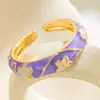 Anillo Vintage de Flores de Colores para Mujer, Nuevo Anillo de Esmalte Estilo Chino, Joyería Única de Cobre Estilo Minimalista Ins