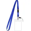 Cordão de pescoço destacável transfronteiriço com porta-crachá de trabalho transparente à prova d'água vertical de dupla face, porta-crachá de PVC