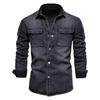 AIOPESON 100% Algodón Chaquetas de Mezclilla Hombres Casual Color Sólido Bolsillo Chaqueta Delgada para Hombres Estilo Primavera Alta Calidad Ropa de Hombre