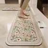 Tapete de piso para cozinha vintage, antiderrapante, resistente a óleo, lavável, resistente à sujeira, resistente ao desgaste, absorvente de água, secagem rápida, tapete de piso de terra de diatomáceas