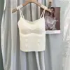 Top regata com lindo detalhe nas costas em seda gelada para mulheres com bojos, adequado para usar sob um blazer, com decote de um ombro e alças finas